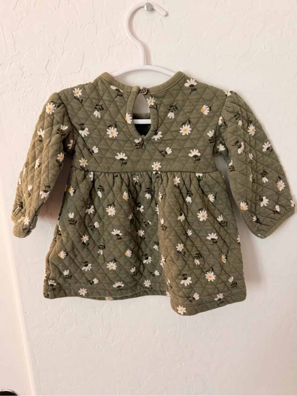 Old Navy Cream and Pink Floral Quilted Baby Dress